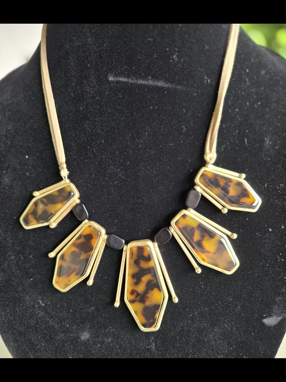 Chico's Gold-Tone Faux Tortoiseshell Statement Necklace Bold